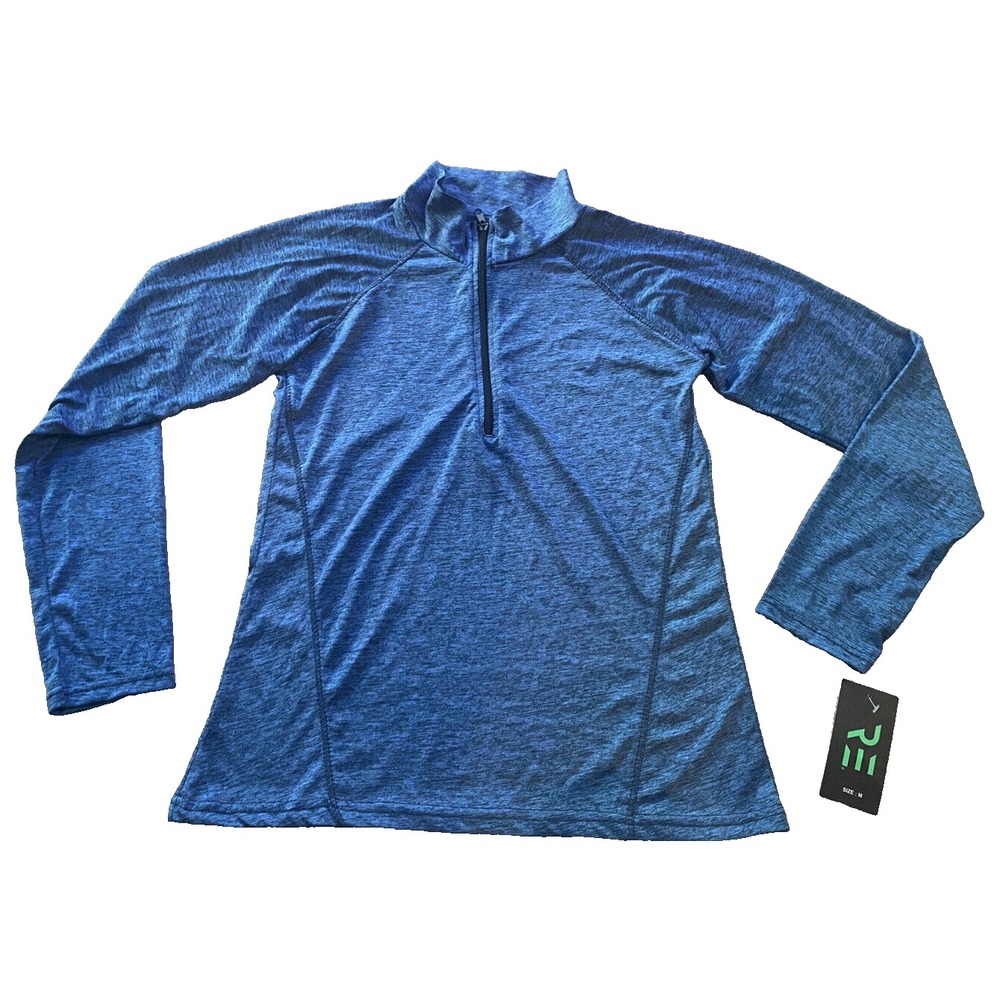 Real Essentials Half Zip Jacket Women's Medium Blue Lightweight Polyester NWT